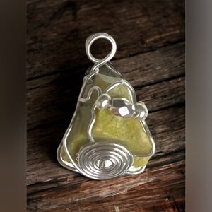 Artisan Raw Green Opal Crystal Pendant